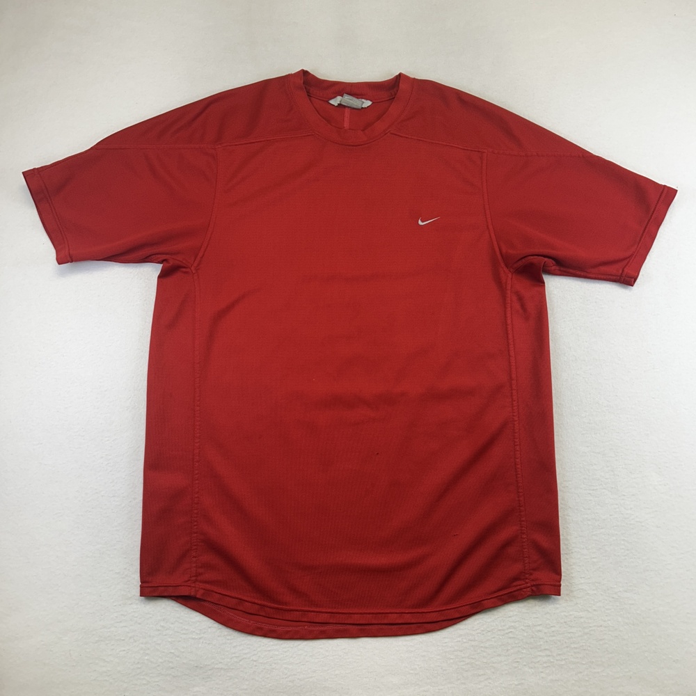 Nike Shirt Mens XL Red Athletic Short Sleeve Performance Logo Polyester Training